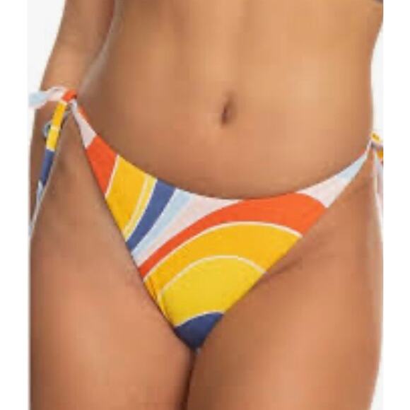 Roxy Cheeky High Leg Tie Side Bikini Bottom Palm Cruz XL NWT - Picture 2 of 5